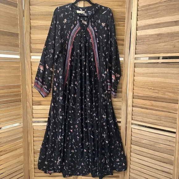 NATALIE MARTIN Fiore Maxi Dress in Lotus Print Black size L